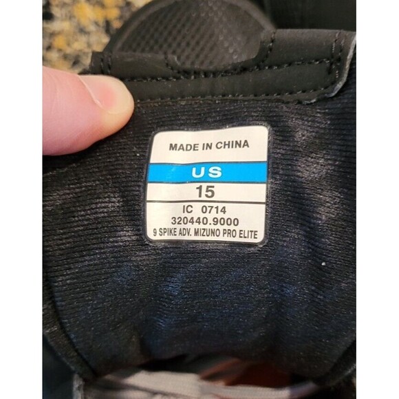 Mizuno Men’s 9-Spike Advanced Mizuno Pro Elite Baseball Cleats Black - Size 15 - Picture 6 of 14